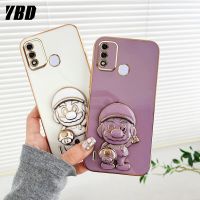 เคสโทรศัพท์ซูเปอร์มาริโอลายการ์ตูนพับเป็นขาตั้ง YBD เข้ากันได้กับ Infinix Itel A49 A58เคสฝาหลัง TPU นิ่ม