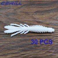 Cerill 30ชิ้น6.5เซนติเมตร7.5เซนติเมตรกุ้งกับเกลือเหยื่อไส้เดือน Umpan Pancing Lembut หางคู่ซิลิโคนวูฟเฟอร์เบสปลาคาร์พเหยื่อน้ำเค็ม