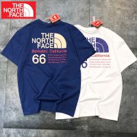 The North Face / North เสื้อยืดแขนสั้นสำหรับผู้ชาย,เสื้อยืดกีฬาทรงหลวมผ้าคอตตอนพิมพ์โลโก้คลาสสิกใหม่สำหรับฤดูร้อน