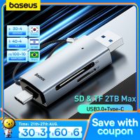 Baseus การ์ดรีดเดอร์ USB C &amp; USB3.0ไปยัง SD อุปกรณ์การ์ดความจำการ์ดความจำขนาดเล็ก104เมกะไบต์/วินาที2TB สมาร์ทการ์ดสำหรับอุปกรณ์แล็ปท็อป