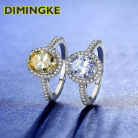 DIMINGKE 7*9MM Egg-shaped High Carbon Diamond S925 Ring Woman Silver Jewelry Wedding Party Gift