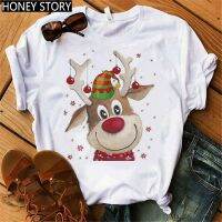 【cw】 ZOGANKIO NeckTshirtGiftReindeer T Shirt WomenChristmas Cartoon TshirtClothes ！