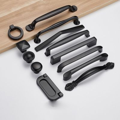 【LZ】♧  Black American Cabinet Handle Drawer Knobs Aluminum Alloy Kitchen Door Handles and Knobs and Pulls Furniture Handles