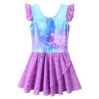 BAOHULU Princess Girls Short Sleeve Dance Dress Sequin Bottom Cartoon Girl Print Ballet Skirt Ballerina Dance Wear