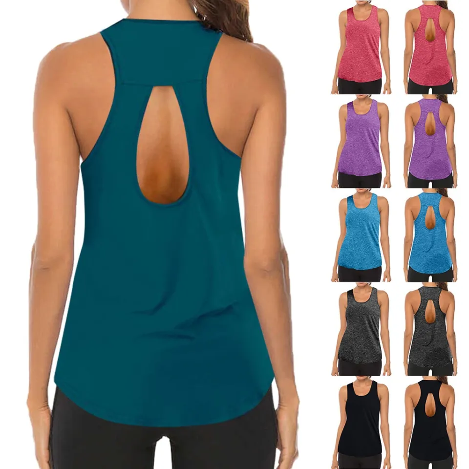 Women Yoga Tops Loose Thin Sports Vest Breathable Sleeveless T-shirt Gym  Fitness Running Shirts Girls