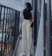 Quần đũi nữ Bomber cạp chun, quần đũi bom nữ bo gấu chất mềm mát