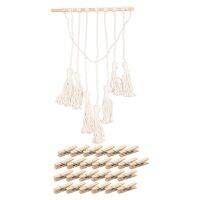 Hanging Photo Display Macrame Wall Hanging Pictures Organizer Home Decor, with 25 Wood Clips