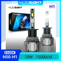 2 แพ็ค Novsight N50 H1 หลอดไฟหน้า LED 70W 15000LM 6500K ซุปเปอร์ไบร์ท แสงสีขาว ไฟตัดหมอกสูง/ต่ำอัตโนมัติ ปลั๊กแอนด์เพลย์ 1 คู่ รับประกัน 1 ปี จัดส่งฟรี