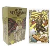 Tarot Cards Divination Game Golden Art Nouveau Tarot Decks Future Telling Table Board Game for Beginner Teenager Party Supply effectual