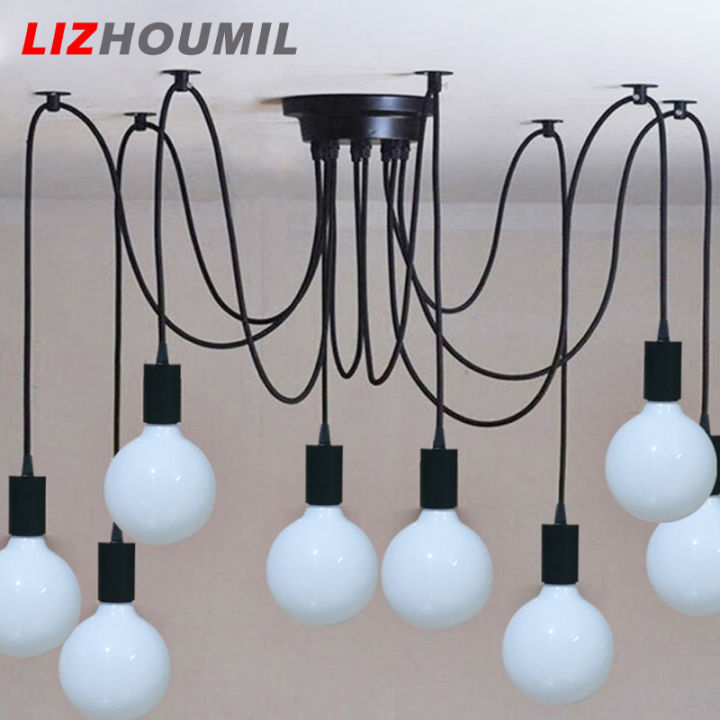 lizhoumil-e27สาขาใยแมงมุมหลายหัวช่องใส่ไฟเพดานของตกแต่งเคสไฟแขวนเพดาน-ไม่มีแหล่งกำเนิดแสง