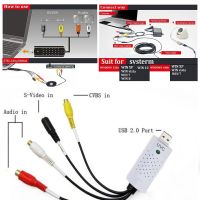 USB การ์ดเสียงวิดีโอบันทึก2.0 CVBS S-Video AV สำหรับ DVD VCR กล้องวงจรปิดเครื่องเล่น VHS กล่องรับสัญญาณทีวีสำหรับ Win7เมาส์ MAC Windows อะแดปเตอร์8/10 LTX3825