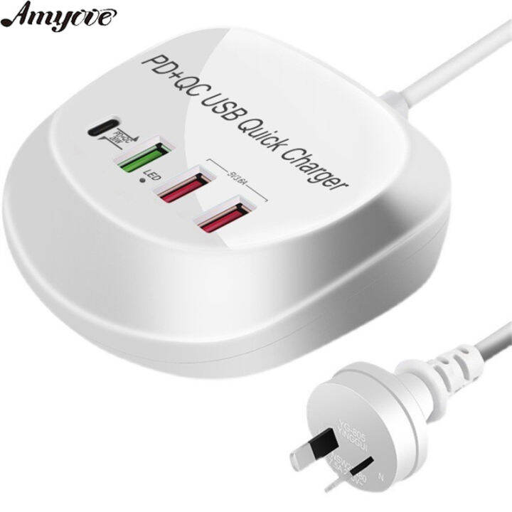 4 Ports Usb Charger Hub Adapter Pd20w Qc3.0 Quick Charge Multiport Usb