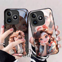 เคสโทรศัพท์ใหม่สำหรับ Realme เคส C53การ์ตูนน่ารักน่ารักดิสนีย์รันเวย์ฝาปิดภาพวาดเจ้าหญิงเลนส์กล้องกันกระแทกกระจกเทมเปอร์เปลือกแข็งกันรอยขีดข่วน