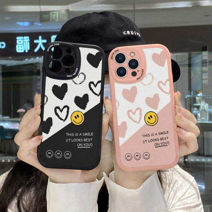 ggk-เคสโทรศัพท์ลายการ์ตูนยิ้มสำหรับ-samsung-กาแล็คซี่-a24-4g-ผู้หญิงผิวสวยเพรียวบางน่ารักเคสหลังหนังซิลิโคน-pu-ปกหนัง