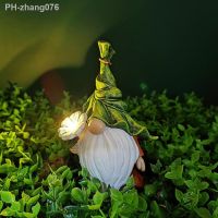 LED Light Gnome Figurine Vivid Resin Faceless Doll Small Statue with Morning Glory Elf Garden Sculptures for Garden