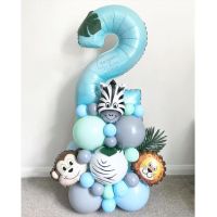 35pcs Jungle Safari Party Animal Balloons Set Blue Digital Balloon Kids 1 2 3 4 5 6 7 8 9 Years Birthday Party Decoration Globos