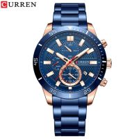 ⌚CURREN นาฬิกาสไตล์ใหม่สำหรับผู้ชายนาฬิกาข้อมือเหล็กกล้าไร้สนิมกีฬาพร้อมนาฬิกาควอตซ์จุดเรืองแสงสำหรับผู้ชาย