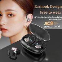 SP16  Wireless Earbuds HiFi Stereo Bluetooth earphones with Earhooks  Noise Cancelling IPX7 Waterproof Sport Earphones Built-in Microphone for workout