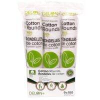 DELON Cotton Rounds Pad 100ct x 9pack