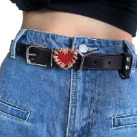 Sabuk Wanita Fashion Antik Y2k Sabuk Kulit Punk dengan Lubang Hati Cinta Yang Dapat Disesuaikan Sabuk Gesper Desainer Mewah untuk Gaun Jeans