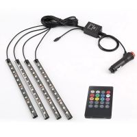 {ItalyNest shop} Mobil Remote Control ไร้สาย RGB LED นีออนไฟเก๋งตกแต่งโคมไฟยาว