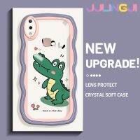 Jjlingji เคสสำหรับ VIVO Y85 V9 V9เยาวชน V9โปรการ์ตูนไดโนเสาร์น่ารักดีไซน์ใหม่ครีมขอบคลื่นปลอกเคสมือถือกันกระแทกแบบใสนุ่มโปร่งใสลายกล้องถ่ายรูปเรียบง่ายอ่อนโยนฝาครอบป้องกัน