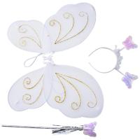 Aolaa 3Pc Set Girls Fairy Costume Butterfly Party Wings Wand Princess Headband Beauty