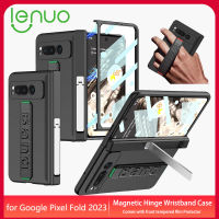 LENUO เคส เคสโทรศัพท์ Google Pixel Fold Case Shockproof Leather Wristband Full Coverage Back Cover with Front Film Screen Protector