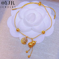 OYJR กำไลผู้หญิง Bangle สร้อยข้อมือจี้ห้อยอักษรจีนฝู จี้ห้อยน้ำเต้า นำโชค ข้อมือทองเหมือนแท้ สแตนเลสทองชุบ 18k ไม่ลอกดำ