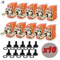 10X หนักสลับสะบัดสวิทช์ SPDT เปิดปิดเปิด3Pin 15A 250โวลต์ Dash แสง3ขั้วกันน้ำปกการแข่งขันแรลลี่รถยนต์เรือรถบรรทุก