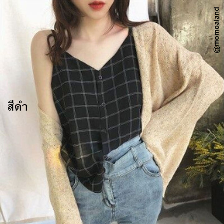 พร้อมส่ง-เสื้อสายเดี่ยว-สายเดี่ยว-กระดุมหน้า-เสื้อชีฟอง-เสื้อแขนกุด-เสื้อแฟชั่น-สวยมาก-ถูกที่สุด