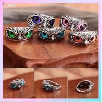 LAIHOU วันแม่ ของขวัญ Jewelry Statement Ring Vintage Ring Owl Eye Open Adjustable