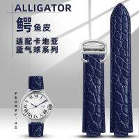 ✤✢✷ Power hot crocodile band fit Cartier blue balloon WSBB0025W69012Z4 men and women raised head strap