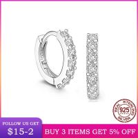 LByzHan 100 Real 925 Sterling Silver Crystal Circle Earring For Women Making Jewelry Gift Wedding Party Engagement E024