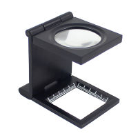 10X 28mm Mini Zinc Alloy Folding Magnifier with Scale for Textile Optical Glass Foldable Magnifying Tool