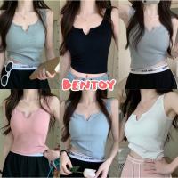 Buide 2023 New Bentoy(bratop8698)เสื้อกล้าม เสื้อครอปแขนกุด มีฟองน้ำ สีพื้น หน้าวี ใส่สบาย