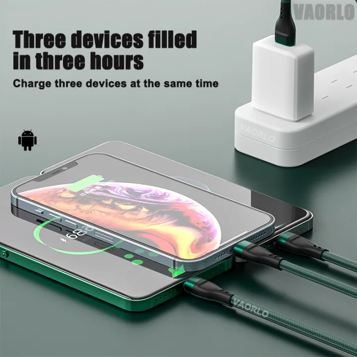 DISOUR Original 6A 100W Super Fast Charging Cable 3 In 1 Nylon Braided Data Cable Lightning/Micro USB/Type-C For iPhone Xiaomi Huawei Samsung Android IOS For Car