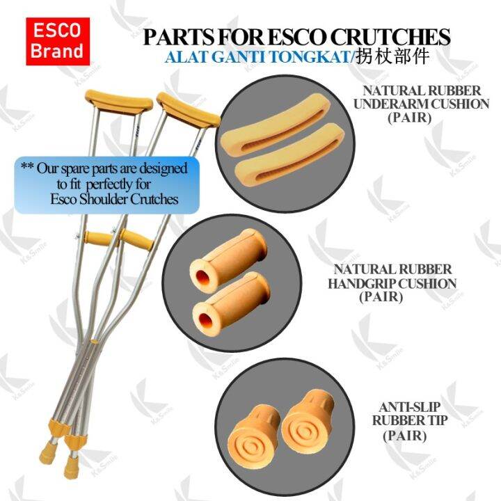 Esco Crutches Replacement parts/Underarm cushion/Handgrip/Rubber Tip