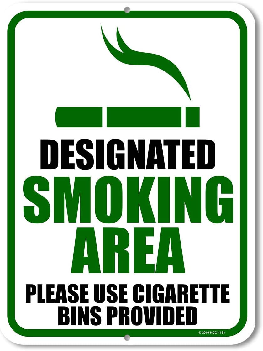 Designated Smoking Area Indoor Outdoor Property Policy Aluminum Metal Sign 