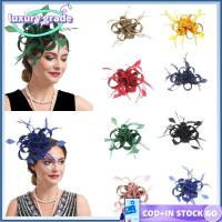 LUXURY GRADE แถบคาดศีรษะ กิ๊บติดผม Brid fascinator ขนนกริบบิ้น พร้อมคลิปหนีบ หมวกปิ่นปักผมรูปดอกไม้ แฟชั่นสำหรับผู้หญิง เส้นด้ายสำหรับถัก หมวกคลุมศีรษะ งานเลี้ยงแต่งงานปาร์ตี้