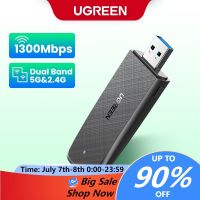 Ugreen อะแดปเตอร์เครือข่าย WiFi ไร้สาย 1300Mbps ปลั๊ก USB 2.4G และ 5G สําหรับคอมพิวเตอร์ PC