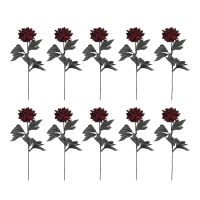 10 Pack Artificial Silk Dahlia Bouquet Fake Flower Floral Arrangements Wedding Bridal Bouquet for Table Centerpieces