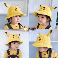 Pikachu เด็กหมวกผู้ชายฤดูร้อนดวงอาทิตย์หลักฐานเด็กชายและเด็กหญิงน่ารักหมวกถังหล่อเด็กหมวกป้องกันแสงแดดการ์ตูน