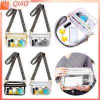 QIAO โปร่งใสโปร่งใส กระเป๋าคาดอก จุได้มาก ซิปมีซิป กระเป๋า Crossbody ของใหม่ กระเป๋าใส่โทรศัพท์ การเดินทางการเดินทาง