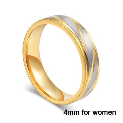 KOtik 2023ใหม่แหวนแต่งงานคริสตัลหินทองสแตนเลสสตีลสีคู่สำหรับผู้หญิงผู้ชายของขวัญเครื่องประดับครบรอบคู่รัก