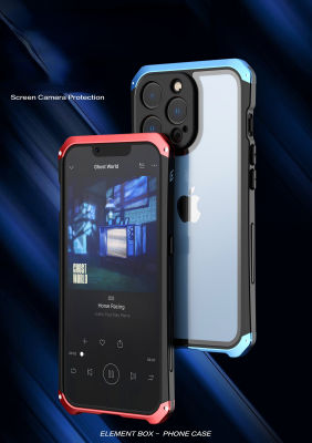 องค์ประกอบเคสโทรศัพท์สำหรับ iPhone 14 Plus 14 13 Pro Max 11 Pro Max X Xs XR Xs Max 7 8 Plus SE 2020ปลอกอลูมิเนียมและแก้ว