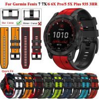 Silicone Watch Band For Garmin Fenix 5X/5/6X Pro/6/935 955 3HR Fenix 7X 7 Epix Bracelet Replacement Wrist Strap Buckle 22mm/26mm Nails  Screws Fastene