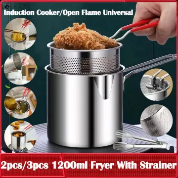 1pc Fry Pan, Deep Fryer, Japanese Deep Frying Pot 304 Stainless