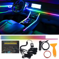 5 In 1 2 In 1 Symphony Car Atmosphere Lamp 213 Color RGB Rainbow Acrylic Strip Fiber Optic Interior LED Decoration Ambient Light