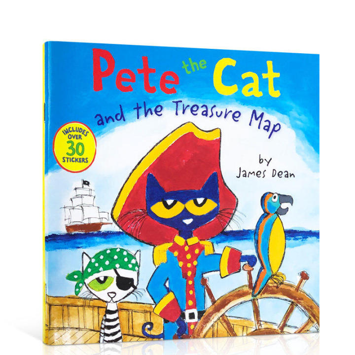 Pete the cat and the treasure map with stickers Petes early education enlightenment story book childrens English picture book reading parent-child picture book English original